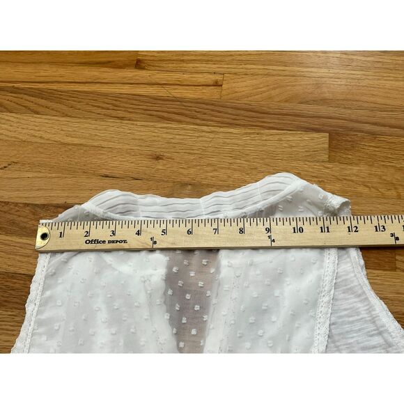 For Cynthia Women's Top Blouse White Cotton L Sleevless Lace Trim Boho Button - Picture 8 of 8